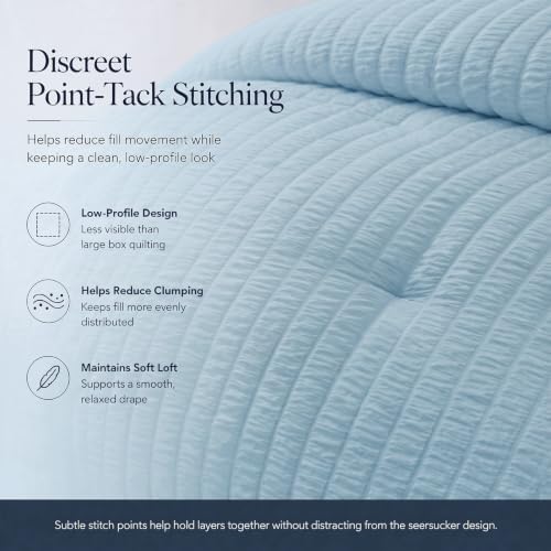 CozyLux California King Comforter Set, Light Blue Seersucker Bed in a Bag