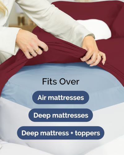 CGK Linens 2 Pack Extra Deep Twin XL Fitted Sheets - Burgundy