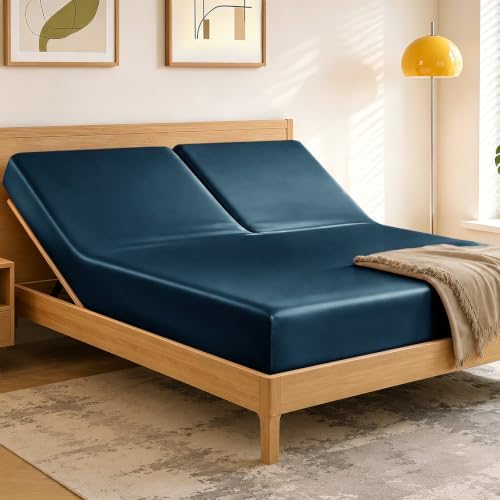 RUDONG M Split Top King Fitted Sheet Only for Adjustable Beds, Blue