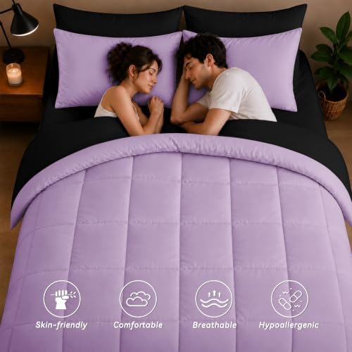 Anluoer King Size Comforter Set, 7 Piece Bed in a Bag King Bedding Sets
