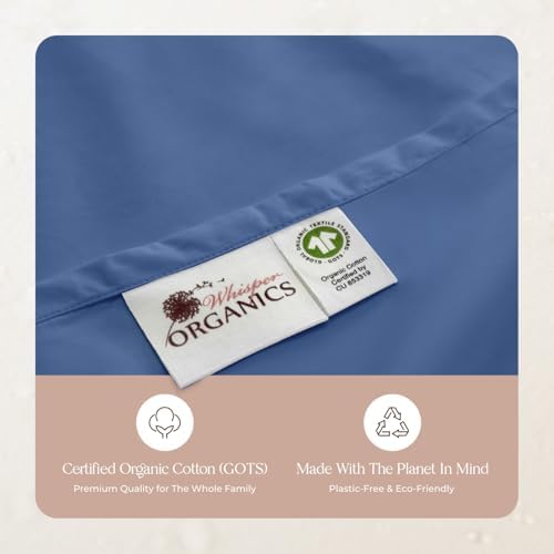 100% Organic Cotton Sheets Cal King - GOTS Certified Cotton Percale Sheets with Crisp Cool & Breathable Percale Weave Perfect for Hot Sleepers - Durable Luxury 4 Piece Set (Blue, Full)