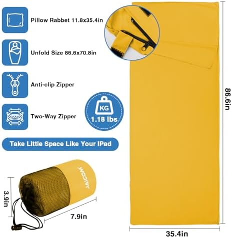 JAICOM Sleeping Bag Liner, Travel Sheets Ultralight Summer Sleeping Bag