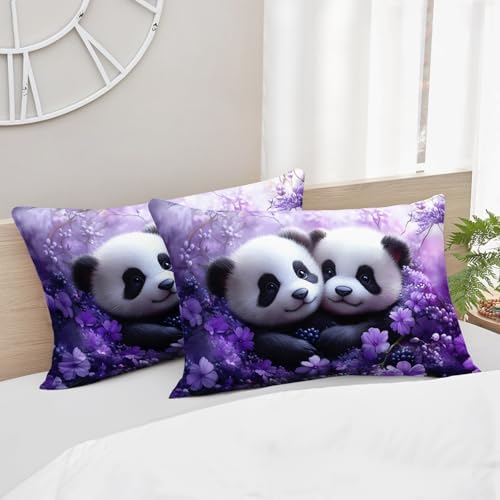 HOSIMA Kids Cute Panda Bedding Sets Full,1 Fitted Sheet+2 Pillowcases.