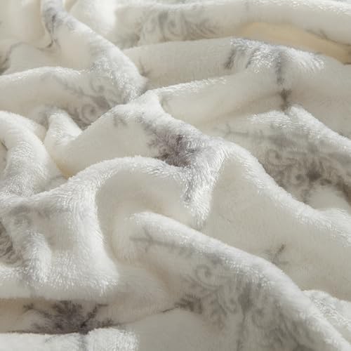 Elegant Comfort Luxuriously Soft 4-Piece Holiday Velvet Plush Flannel Sheet Set - Premium Quality - Cozy Warm, Christmas Fuzzy Velvet Flannel Fleece Deep Pocket Sheet Set - Full, Beige Snowflake