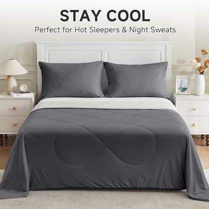 HOMFINE Cooling Comforter for Hot Sleepers King/Cal King, Gray 108"x90"