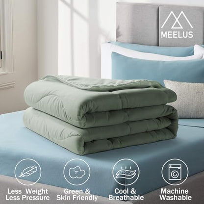 MEELUS Lightweight Comforter Cooling Sage Green, All Season Duvet Insert