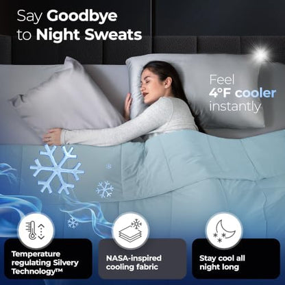 Silvery Cooling Comforter – Award-Winning Self-Cooling Blanket for Hot Sleepers with Self-Cleaning NEW, (Ice Blue, Twin, Twin XL)