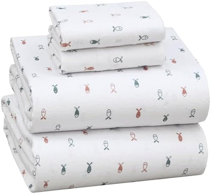 RUVANTI Flannel Sheets Set Full Size,Little Swimmers
