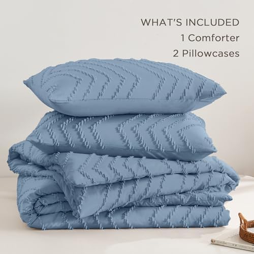 Andency Greyish Blue Oversized King Comforter Set 120x98 Extra Large