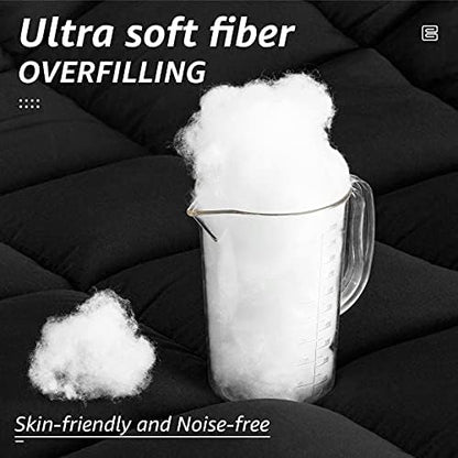 HYLEORY All Season Twin Size Bed Comforter - Cooling Goose Down Alternative Quilted Duvet Insert with Corner Tabs - Winter Warm - Machine Washable - Black