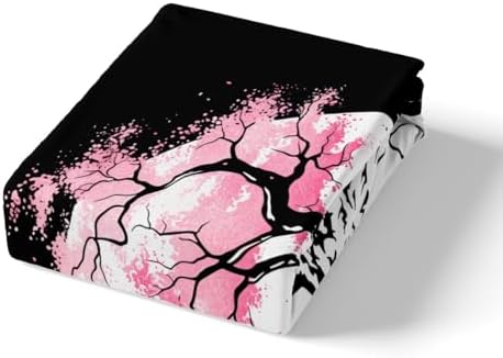 Feelyou Cherry Blossoms Duvet Cover King Size Fuji Mountain Printed Decor Bedding Set Boys Girls Japanese Style Comforter Cover Set Japanese Wave Sakura Flower Floral Bedspread Cover(No Comforter)