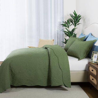 HoneiLife Queen Size Quilt Sets - Embroidered Bedspreads 3-Piece, Reversible Coverlet Lightweight Bedcover Rustic Bedding Set Autumu/Winter Quilts for Queen Bed