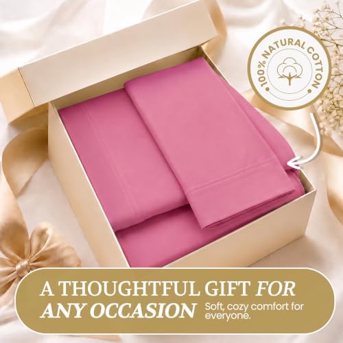 Twin XL Cotton Knit Jersey Sheet Set, 15" Deep Pocket, Pink, 3PC