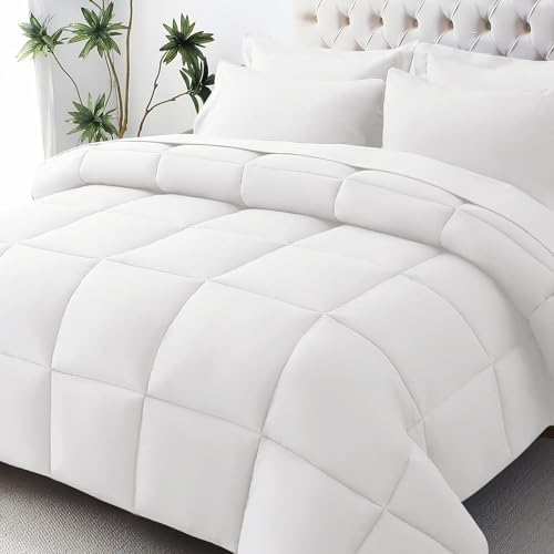 JOLLYVOGUE King Comforter Set, Ultra-Soft Bed in a Bag King Size 7 Pieces, Oeko-TEX Certified Bedding Set with Down Alternative Comforter, Sheets, Pillowcases & Shams, White
