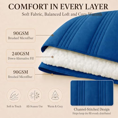 CozyLux King Size Comforter Set Classic Blue- 7 Pieces Bed in a Bag