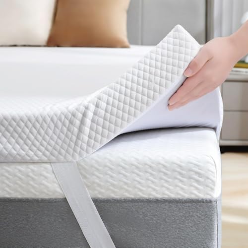 SINWEEK 3 Inch Gel Memory Foam Mattress Topper Full Size, Ventilated High Density Pad for Back Pain, Bed Topper with Removable Soft Cover, CertiPUR-US Certified