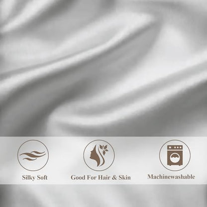 Vielit King Satin Pillowcase for Hair 2pc,Similar to Silk Pillow Cases,Easier Care Than Silk Pillowcase Gifts for Women Men,Silver Grey,20x36 & Envelope Closure and 2 Satin Scrunchies