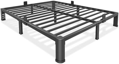 Bilily 10 Inch Low Bed Frame Queen with Round Corner Legs,3500 LBS Heavy Duty Low Profile Queen Bed Frame Metal Platform, No Box Spring Needed, Easy Assembly, Noise-Free, Headboard Compatible,Black