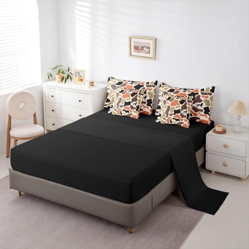 Erosebridal Camouflage 7 Piece Bedding Set Twin Hound Wolf Comforter Set with Sheets Army Woods Orange Farmhouse Bed in a Bag Bear Turkey Deer Theme Camo for Kids Boys Girls