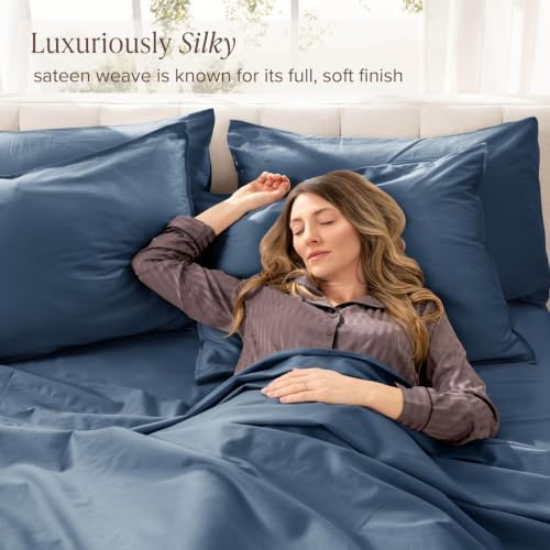 Bare Home 100% Organic Cotton Sateen Sheet Set (Cal King, Bering Sea)