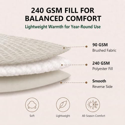 HIMEET Full Comforter Sets, 7-Piece Seersucker Bed in a Bag, Beige