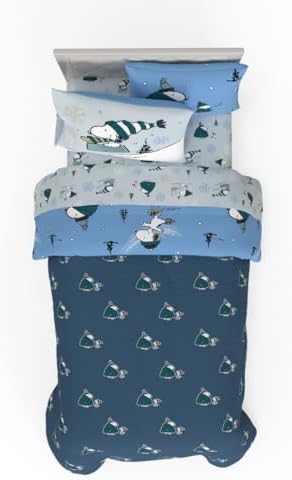 Collectibles Peanuts Snoopy Puffer Coat Holiday & Christmas Bedding Soft Comforter and Sheet Set with Sham, 5 Piece Twin Size, (Officially Licensed Product) By Franco