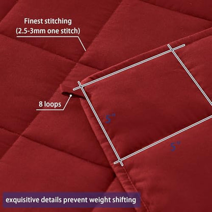 yescool Weighted Blanket for Adults 20lbs Twin Size, 48" x 72", Red