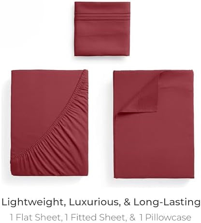 Mellanni Iconic 3-Piece, Ultra Soft Sheet Set (Twin, Brick Red)