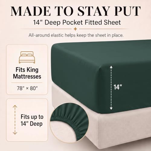 CozyLux King Size Comforter Set Forest Green, 7 Pieces Bed in a Bag