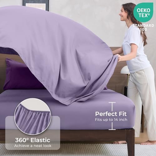 HEVUMYI 7-Piece Queen Comforter Set, Purple & Light Purple Bed in a Bag