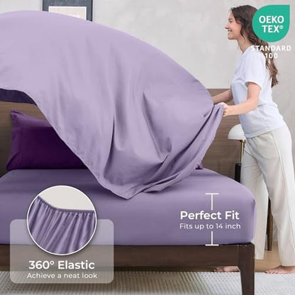 HEVUMYI 7-Piece Queen Comforter Set, Purple & Light Purple Bed in a Bag