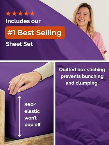 Queen Comforter Set - 7 Piece Bed in a Bag Queen Size Bed Set - Purple