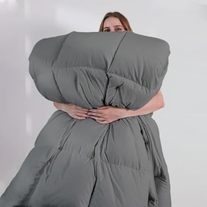 DOWNCOOL Comforters Twin Size, Dark Grey Duvet Insert, Lightweight Quilt