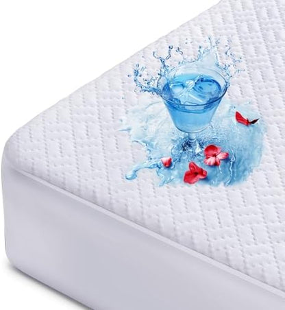 Hanherry 100% Waterproof Mattress Protector California King Size, Mattress Cover 3D Air Fabric Cooling Mattress Pad Cover Smooth Soft Breathable Noiseless, 8''-21'' Deep Pocket