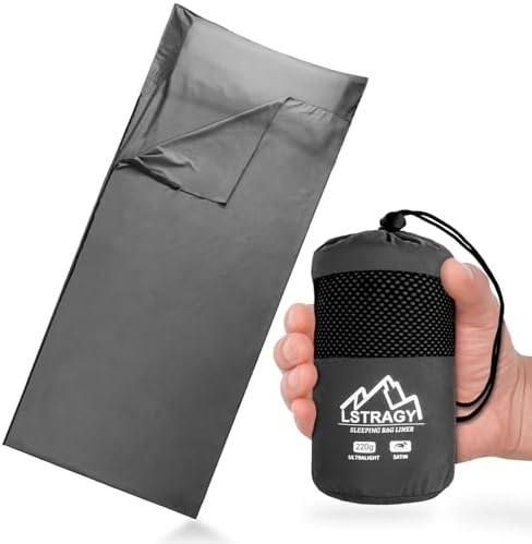 Ultralight Sleeping Bag Liner, Satin Sleep Sack, Comfy Breathable & Cooling & Silky Soft liner, Travel Sheets & Adult Sleep Sack with 2 Way Zipper, Ideal for Backpacking, Hotel, Camping, Hostels