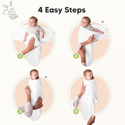 KeaBabies 3-Pack Organic Baby Swaddles for Newborns, Infant, Bunnies, 3-6M