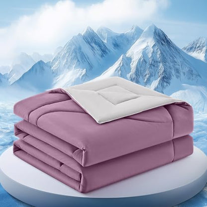 Cooling Comforter Queen Size for Hot Sleepers，108″x90″, Muted Pink