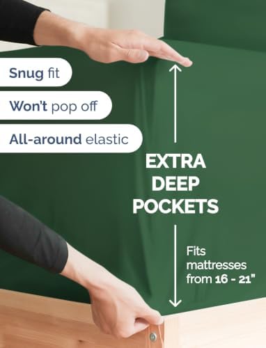Extra Deep Pocket Queen Sheet Set - Breathable & Cooling - Emerald Green