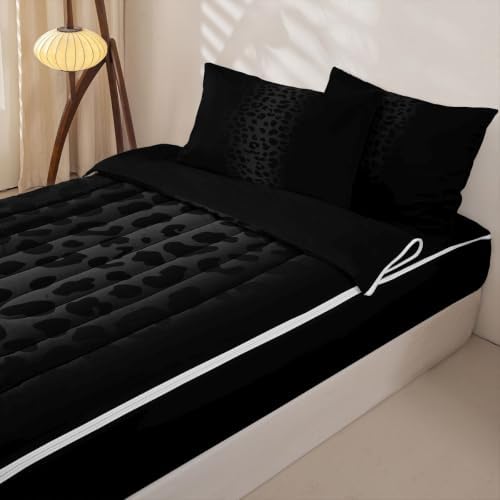 Feelyou Leopard Cheetah Animals Comforter Set Full Size Kids Boys Girls