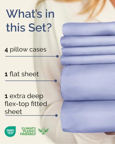 Extra Deep Flex Top Split Head King Sheet Set - 6pc Sheets - Lavender Pink