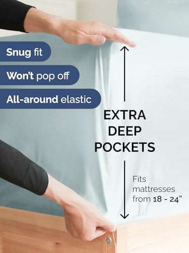CGK Linens Extra Deep Split King Fitted Sheet Only - Ice Blue
