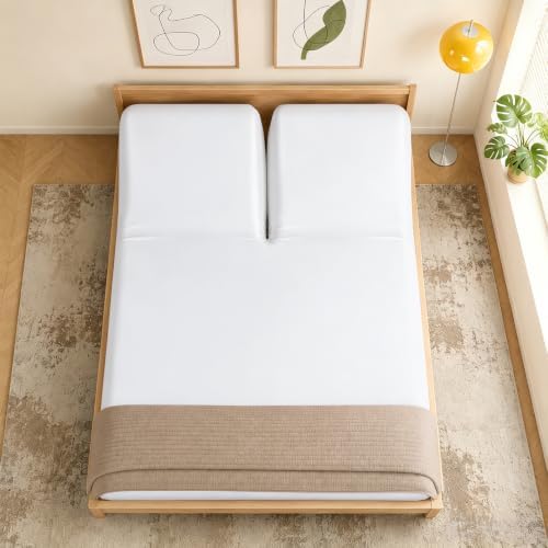 RUDONG M Split Top King Fitted Sheet Only for Adjustable Beds, White
