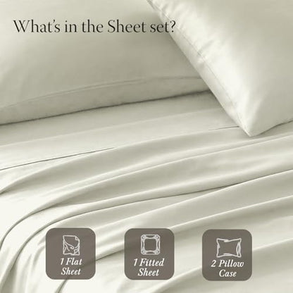Threadmill 400 Thread Count Egyptian Cotton Queen Sheet Set, Sateen, White