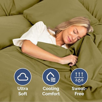 Cal King Size 4 Piece Sheet Set - Soft & Cooling Bed Sheets - Olive Yellow