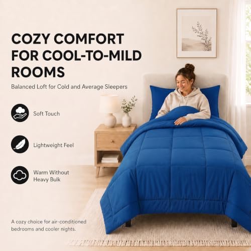 CozyLux Twin XL Comforter Set Classic Blue - 5 Pieces Twin XL Bed in a Bag
