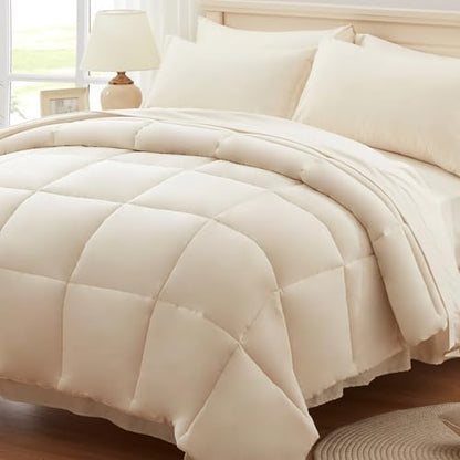 Anluoer Queen Comforter Set 7 Piece, Soft Bed in a Bag Queen Bedding Sets