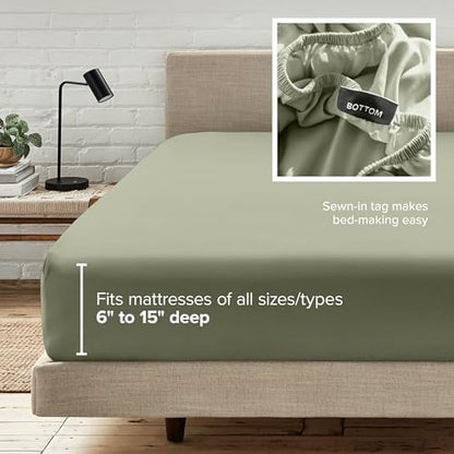Bare Home King Fitted Sheet - 1800 Ultra-Soft (King, Sage)