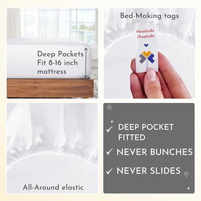 California Design Den Soft 100% Cotton Sateen Full Bed Sheets Sets, 6 Pack