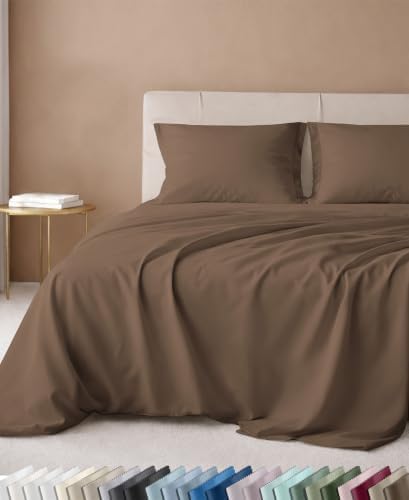 California Design Den Luxury 600 Thread Count King Bed Sheet Set, Mocha