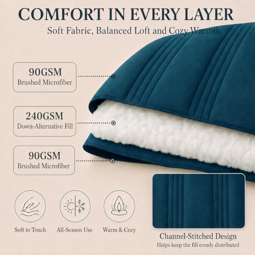 CozyLux Queen Comforter Set Lyons Blue - 7 Pieces Bed in a Bag